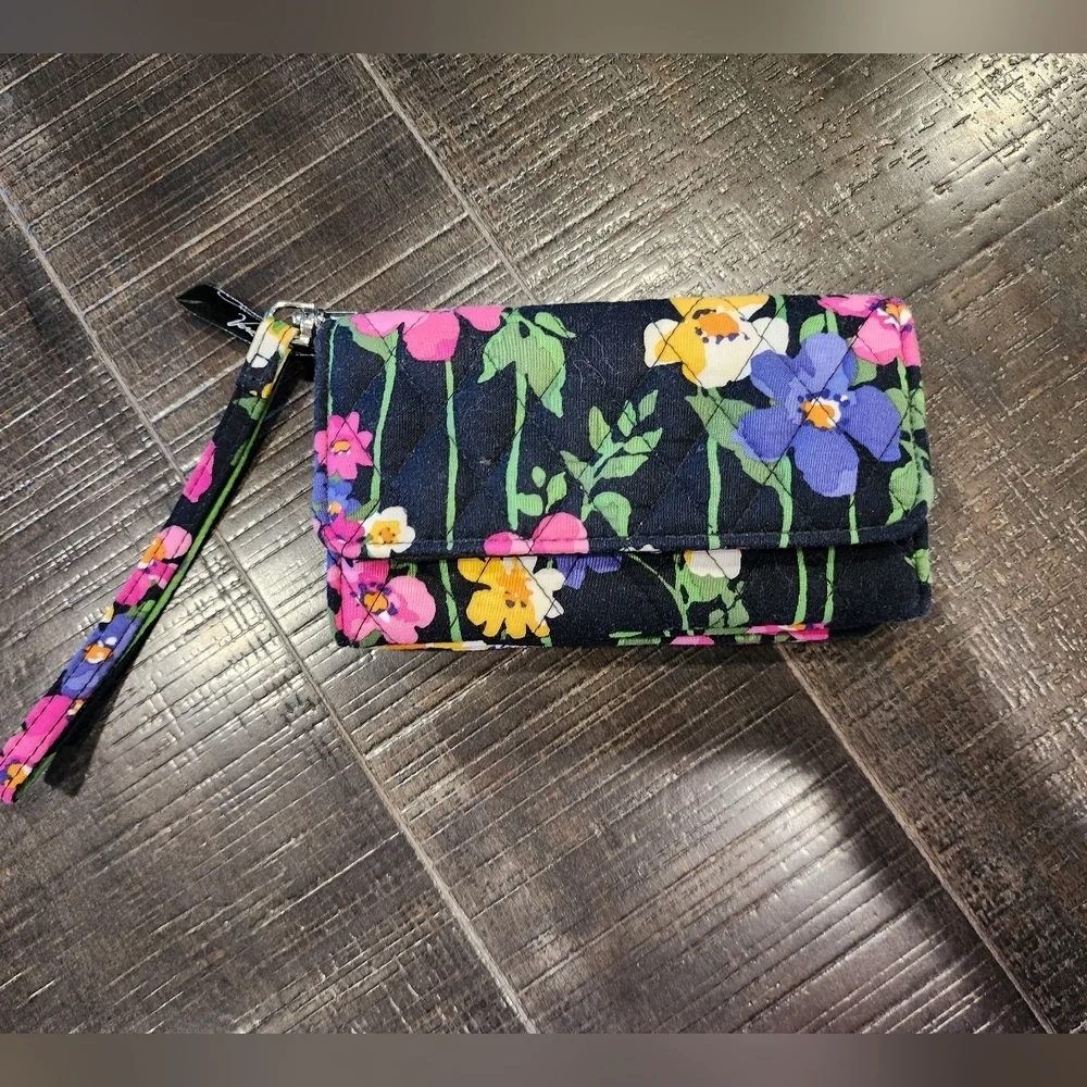 Vera Bradley Black Floral Wristlet